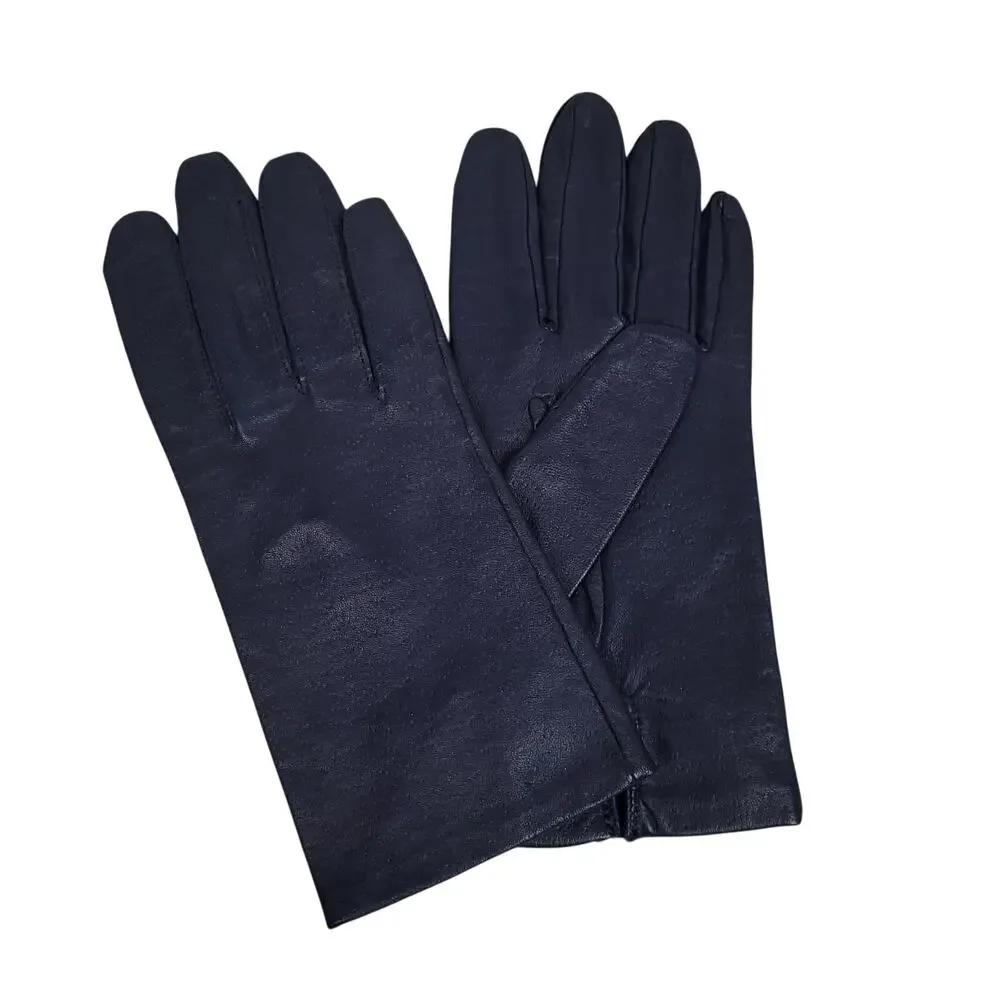 Vintage Fownes Womens Genuine Blue Leather Gloves Sz 7.5 Antron Lined NWOT